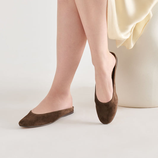 EILA FLATS DK BROWN SUEDE