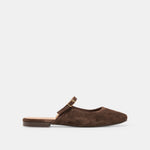 ELIO Dk Brown Suede Slip-On Mary-Jane Flats | Dolce Vita