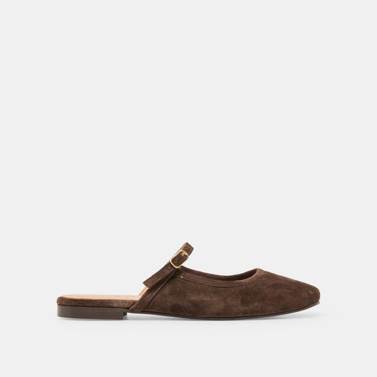 ELIO Dk Brown Suede Slip-On Mary-Jane Flats | Dolce Vita