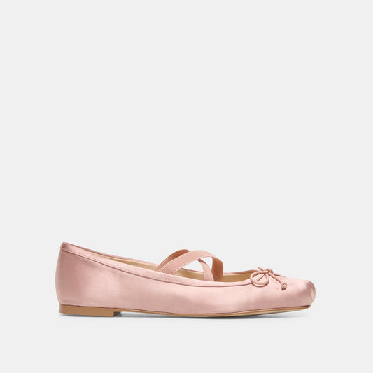GWINN Blush Satin Cross Strap Ballet Flats | Dolce Vita