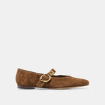 LOREE Chesnut Suede Mary-Jane Metal Detail Ballet Flats | Dolce Vita