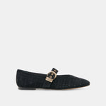 MIKELA Onyx Perforated Suede Mary-Jane Ballet Flats | Dolce Vita