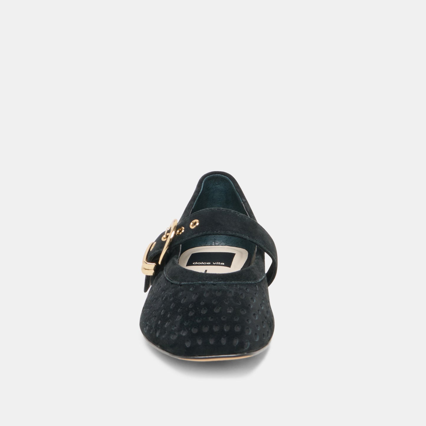 MIKELA BALLET FLATS ONYX PERFORATED SUEDE