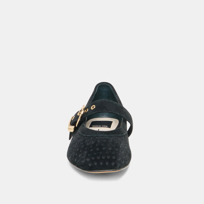 MIKELA BALLET FLATS ONYX PERFORATED SUEDE
