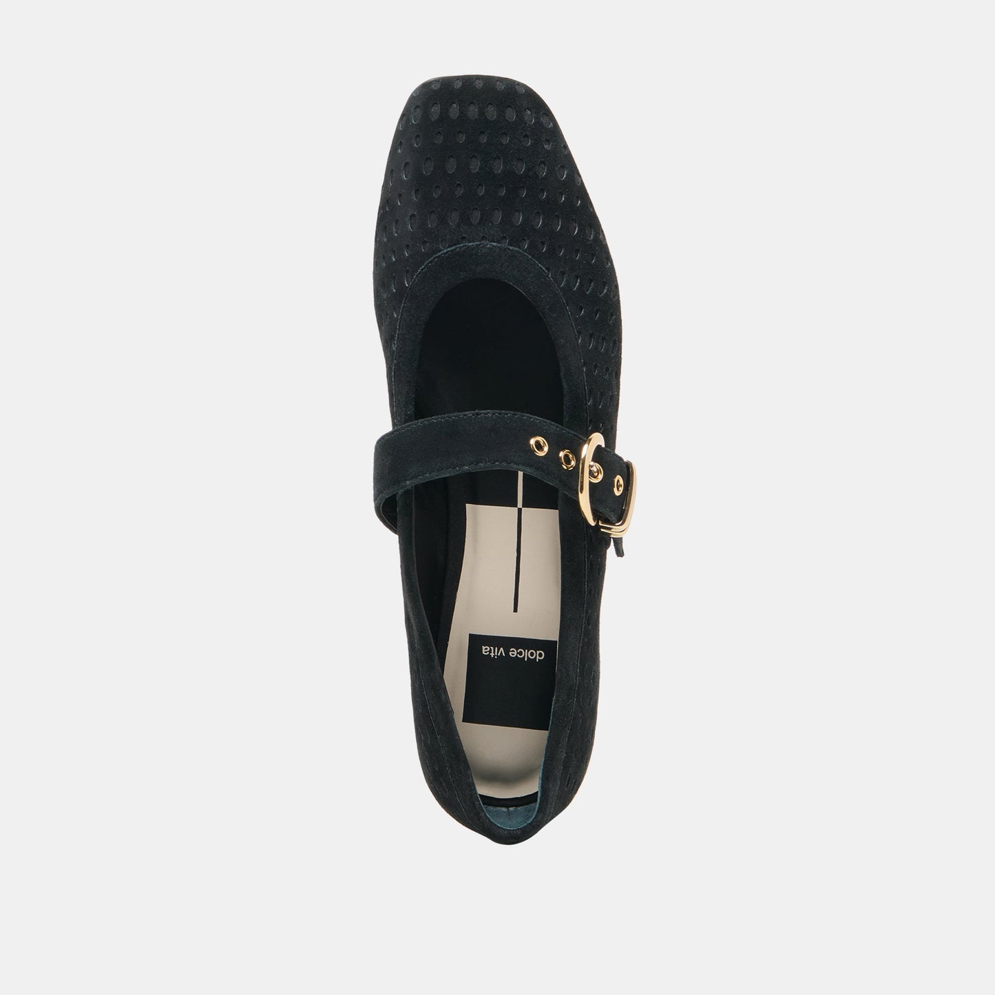 MIKELA BALLET FLATS ONYX PERFORATED SUEDE