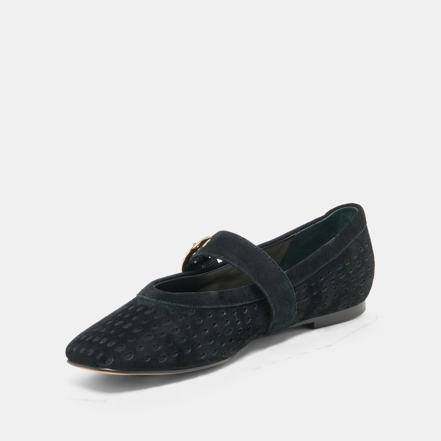MIKELA BALLET FLATS ONYX PERFORATED SUEDE