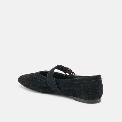 MIKELA BALLET FLATS ONYX PERFORATED SUEDE