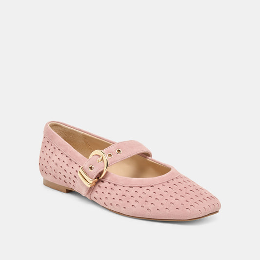 MIKELA BALLET FLATS PINK PERFORATED SUEDE