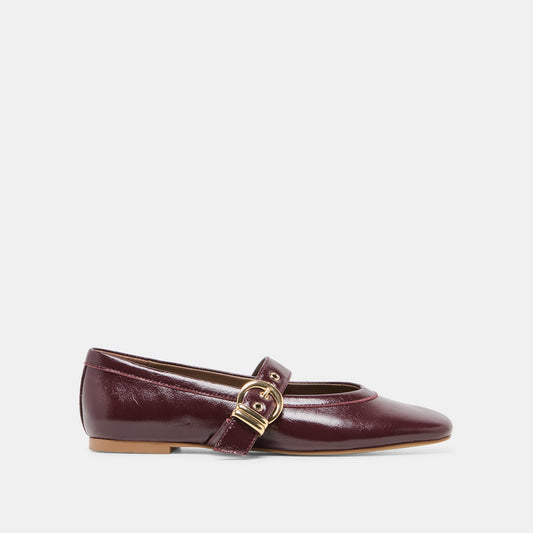 MIKEL Plum Leather Mary-Jane Ballet Flats | Dolce Vita