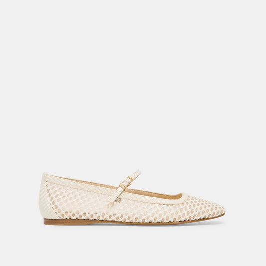 REYES White Woven Raffia Mary-Jane Ballet Flats | Dolce Vita