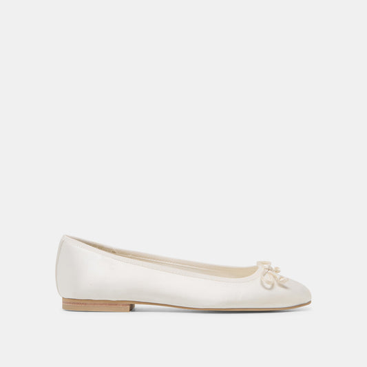 RITLA White Satin Closed-Toe Ballet Flats | Dolce Vita