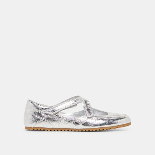 YONO Silver Distressed Leather Ballet Sneaker Flats | Dolce Vita