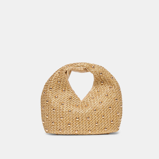 Dahlia Gold Raffia Handbag | Dolce Vita
