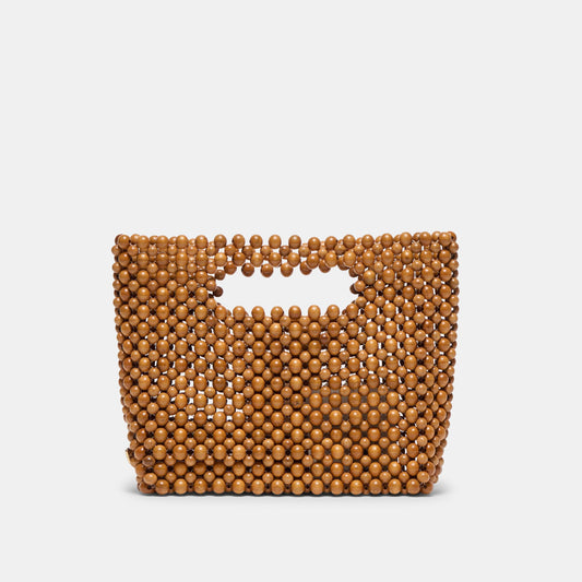 LINZY Natural Wood Top-Handle Handbag with Crossbody Strap | Dolce Vita