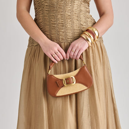 NUALA RAFFIA HANDBAG SADDLE STELLA
