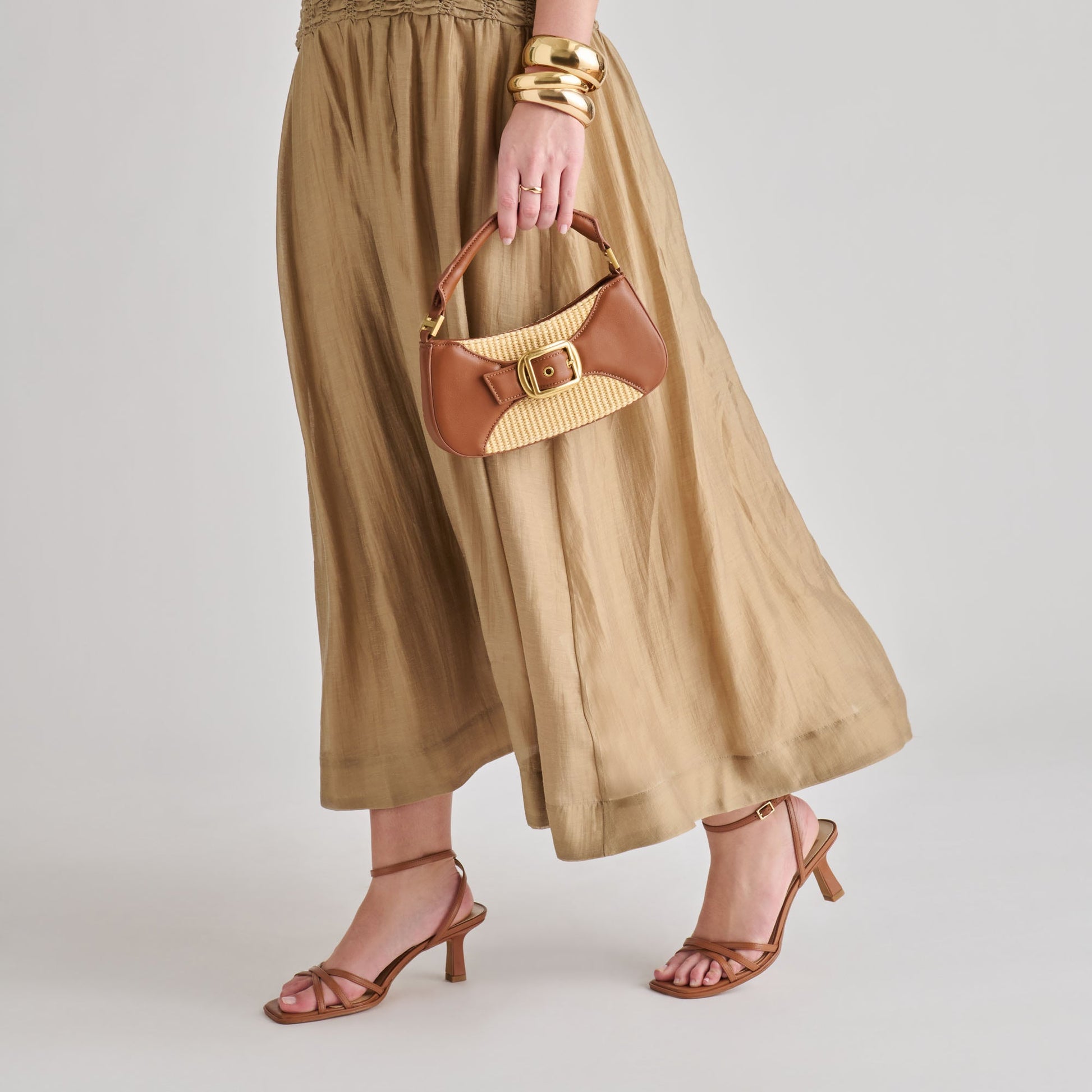 NUALA RAFFIA HANDBAG SADDLE STELLA