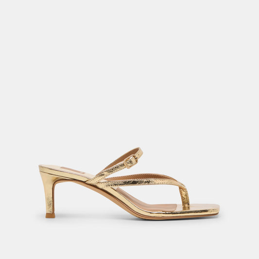 Biaga Gold Distressed Leather Heels | Dolce Vita