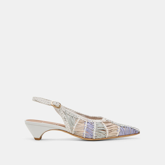 Dafney White Multi Woven Leather Heels | Dolce Vita