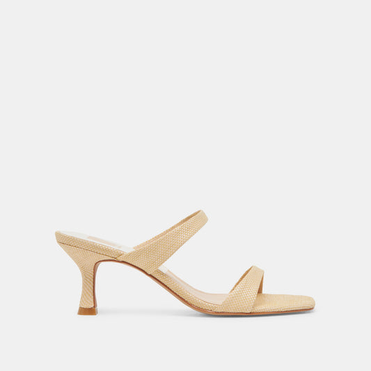 Genora Lt Natural Woven Raffia Heels | Dolce Vita