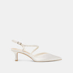 Kamra Pearl True White Satin Mid Heels | Dolce Vita