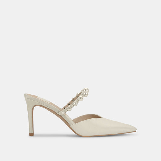 KANIKA Pearl Heels Vanilla Silk | Vanilla Silk Pearl Tapered Heels