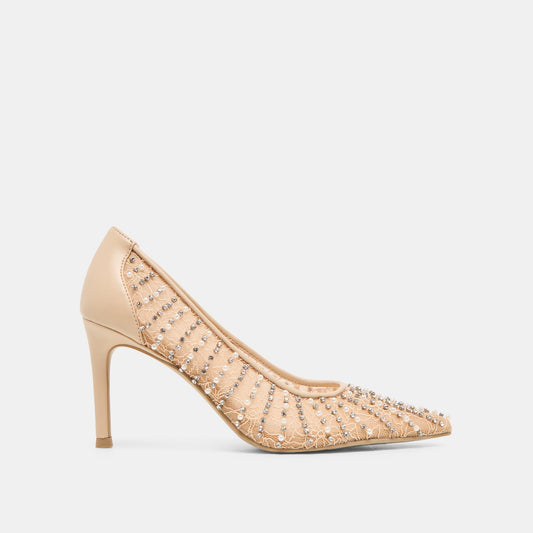Kashe Pearl Blush Lace Mesh Heels | Dolce Vita
