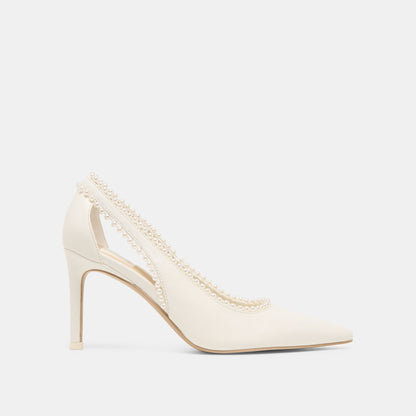 Kelson Pearl True White Leather Heels | Dolce Vita