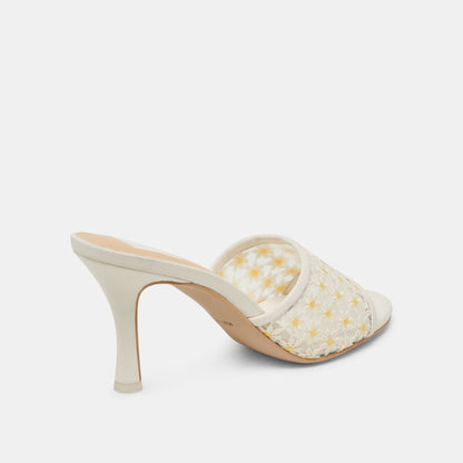 LAVENA FLORAL HEELS WHITE YELLOW FLORAL MESH