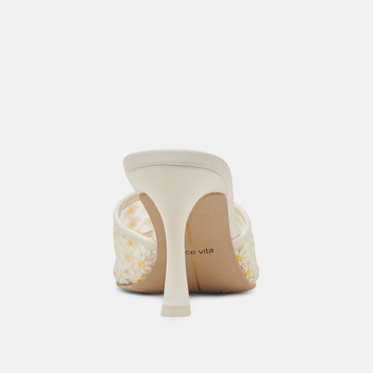 LAVENA FLORAL HEELS WHITE YELLOW FLORAL MESH