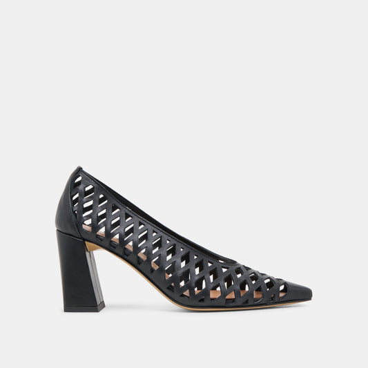 Tanya Black Woven Leather Heels | Dolce Vita