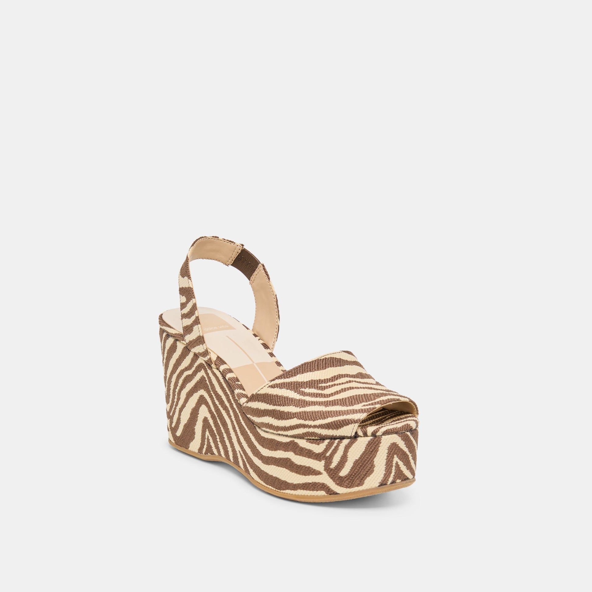 AKERA WEDGES BEIGE ZEBRA RAFFIA