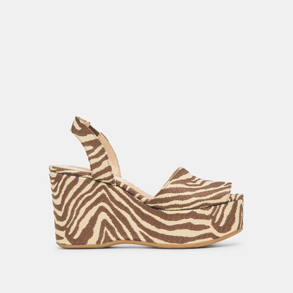 Akera Beige Zebra Raffia Wedges | Dolce Vita