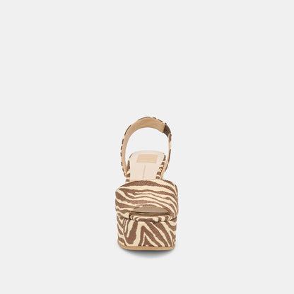 AKERA WEDGES BEIGE ZEBRA RAFFIA
