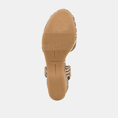 AKERA WEDGES BEIGE ZEBRA RAFFIA