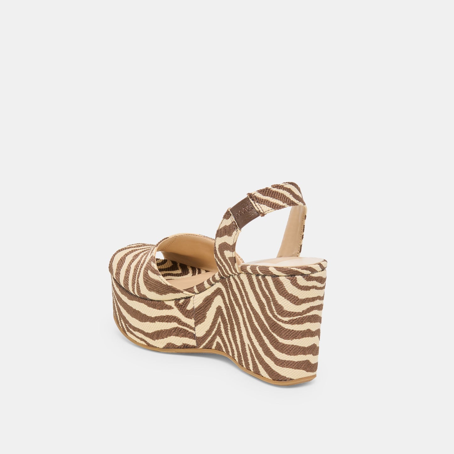 AKERA WEDGES BEIGE ZEBRA RAFFIA