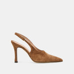 ALINNA Brown Suede Closed-Toe Sling-Back Stiletto Heels | Dolce Vita