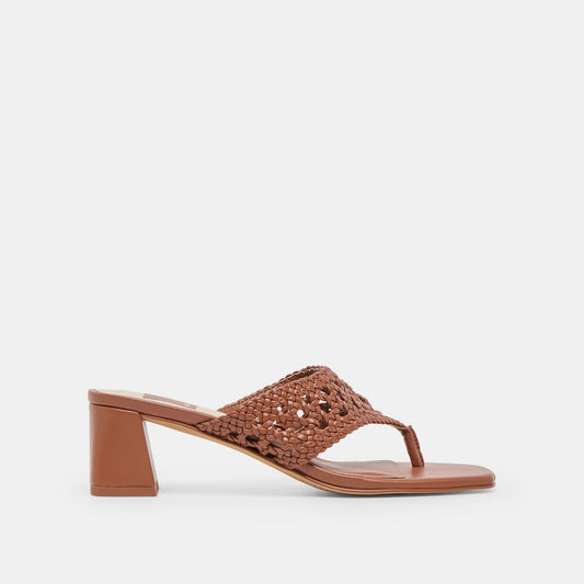 Barlo Cognac Woven Stella Heels | Dolce Vita