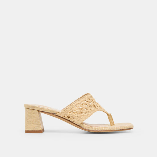 Barlo Lt Natural Woven Raffia Heels | Dolce Vita