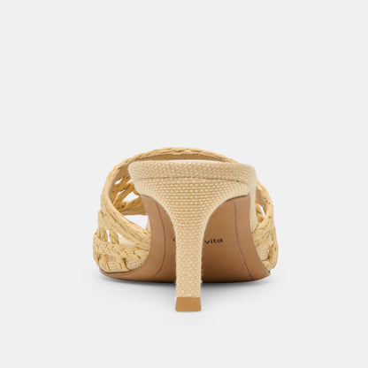 BOWEN HEELS LT NATURAL RAFFIA