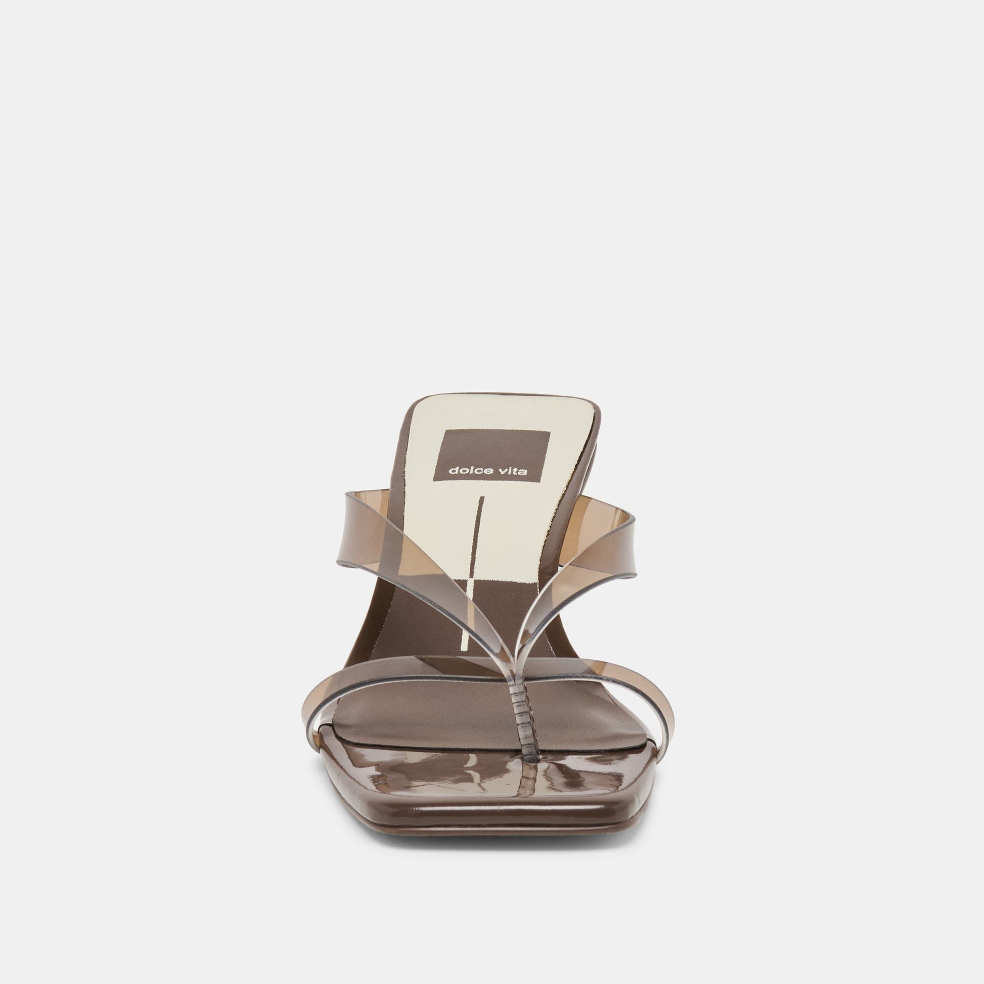 BREVEL VINYL WIDE HEELS DK BROWN JELLY