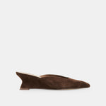 CAMY Dk Brown Suede Closed-Toe Slip-On Wedge Mules | Dolce Vita