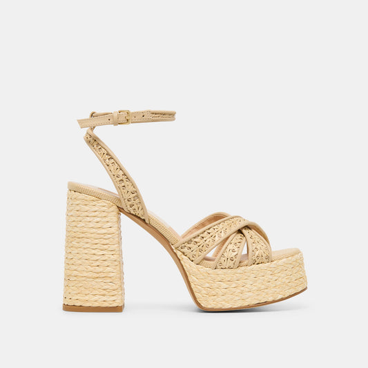 Danila Lt Natural Cross Hatch Raffia Heels | Dolce Vita