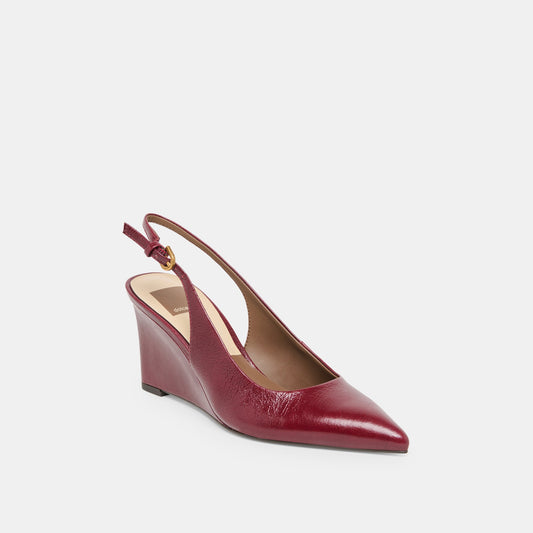 EVELAN WEDGES GARNET LEATHER