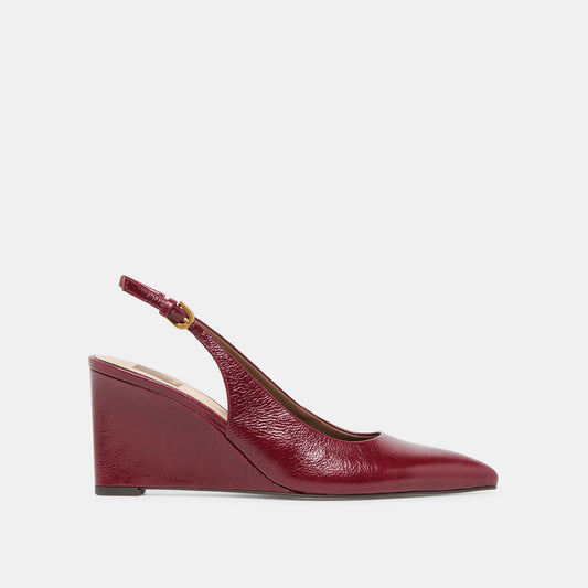EVELAN Garnet Leather Pointed-Toe Slingback Wedges | Dolce Vita