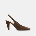 GESSIA Dk Brown Suede Closed-Toe Slingback Heels | Dolce Vita