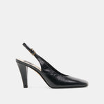 GESSIA Midnight Leather Closed-Toe Slingback Heels | Dolce Vita