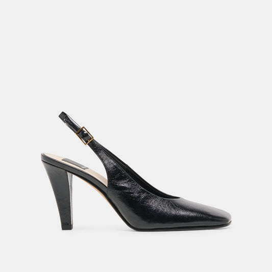 GESSIA Midnight Leather Closed-Toe Slingback Heels | Dolce Vita