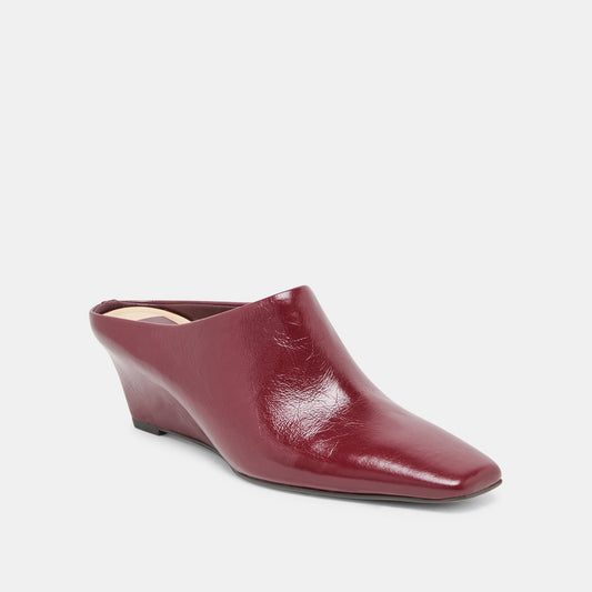 HILAH MULES OXBLOOD CRINKLE PATENT