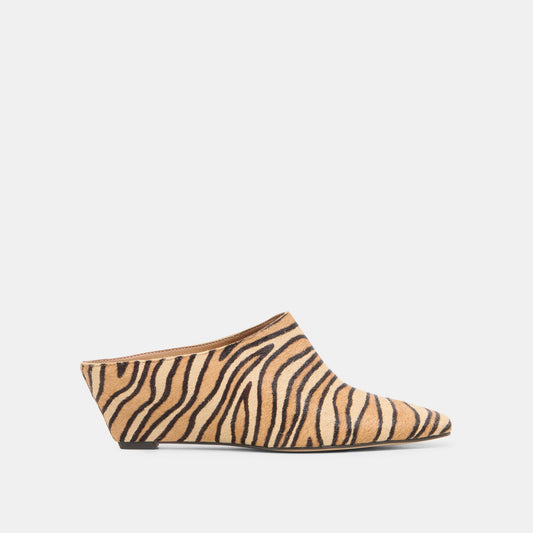 HILAH Tiger Calf Hair Closed-Toe Slip-On Wedge Mules | Dolce Vita