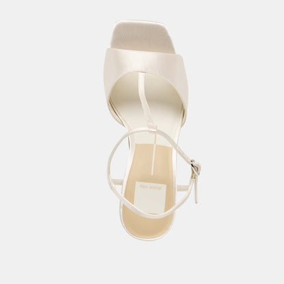 HILERY HEELS OFF WHITE SATIN